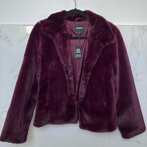 Express Women's Burgundy Faux Fur Jacket